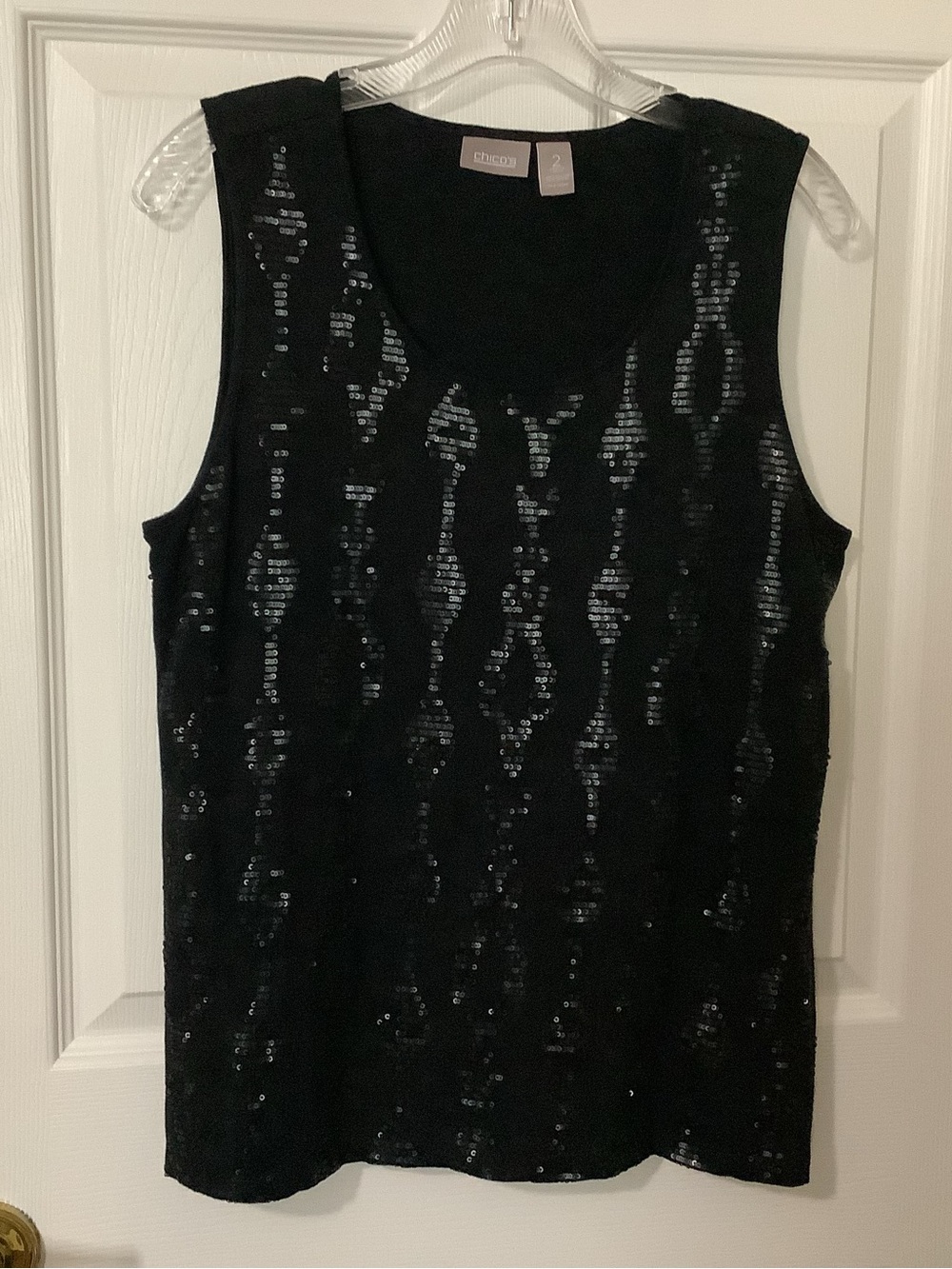 Chico's Black Sequin Top 2 L Tank